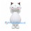 White Monster Mascot Costume with Green Hair Bows and Pear-Shaped Body