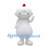 White Monster Mascot Costume with Red Crest and Pear-Shaped Body