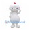 White Monster Mascot Costume with Red Crest and Pear-Shaped Body