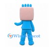 Boy Mascot Costume with Square Pink Head and Blue Outfit