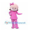 Girl Mascot Costume with Pink Bow and Matching Outfit
