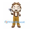 Caveman Mascot Costume with Tiger-Striped Vest and Stone Axe