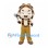 Caveman Mascot Costume with Tiger-Striped Vest and Stone Axe