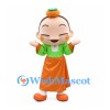 Girl Mascot Costume with Green Blouse and Long Orange Skirt