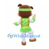 Boy Mascot Costume with Green Headband and Traditional Outfit