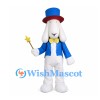 Rabbit Mascot Costume with Blue Top Hat, Jacket and Star Wand