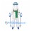 Rabbit Mascot Costume with Ski Goggles, Green Scarf and Poles