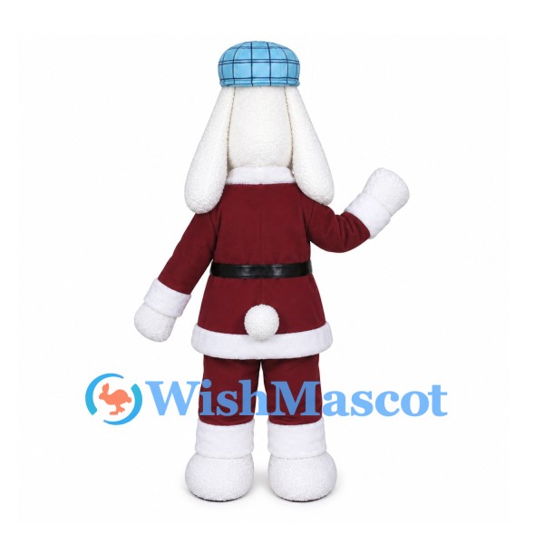 Rabbit Mascot Costume with Burgundy Snowflake Sweater and Shorts