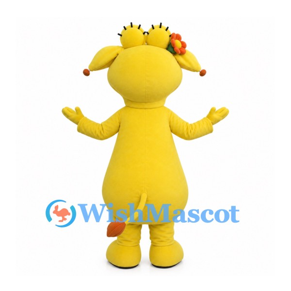 Cow Mascot Costume in Yellow with Flower Crown