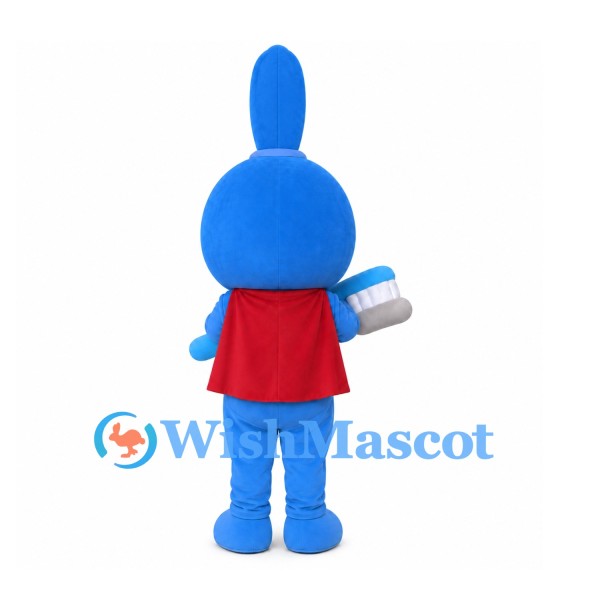 Toothbrush Mascot Costume in Blue with Red Cape