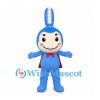 Toothbrush Mascot Costume in Blue with Red Bow Tie