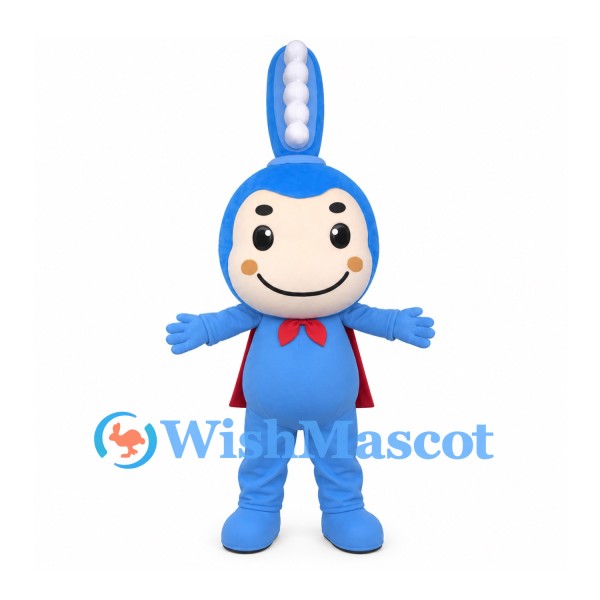 Toothbrush Mascot Costume in Blue with Red Bow Tie