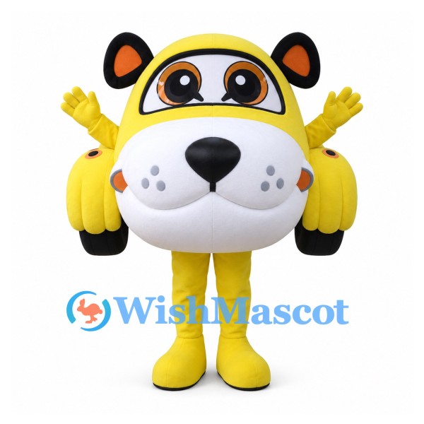 Dog Mascot Costume with Round Yellow Vehicle Body