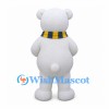 Polar Bear Mascot Costume with Yellow and Gray Striped Scarf