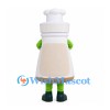 Bottle Mascot Costume in Cream with White Cap and Green Sleeves