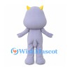 Monster Mascot Costume in Gray with Black Eye Mask and Yellow Horns