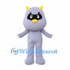 Monster Mascot Costume in Gray with Black Eye Mask and Yellow Horns
