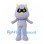 Monster Mascot Costume in Gray with Black Eye Mask and Yellow Horns