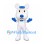 Mouse Mascot Costume in White with Blue Nose and Bow Tie