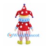 Clown Mascot Costume with Red Star Hat and Striped Trousers