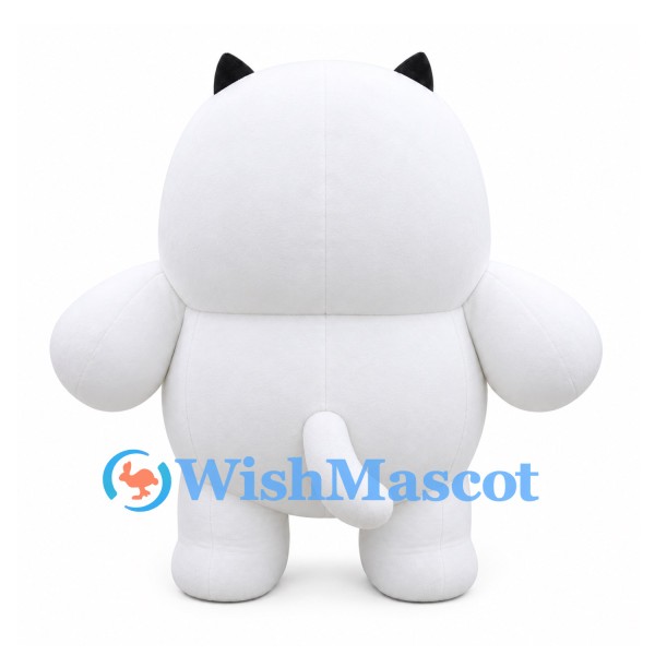 Cat Mascot Costume in White with Yellow Eyes and Black Headband