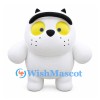 Cat Mascot Costume in White with Yellow Eyes and Black Headband