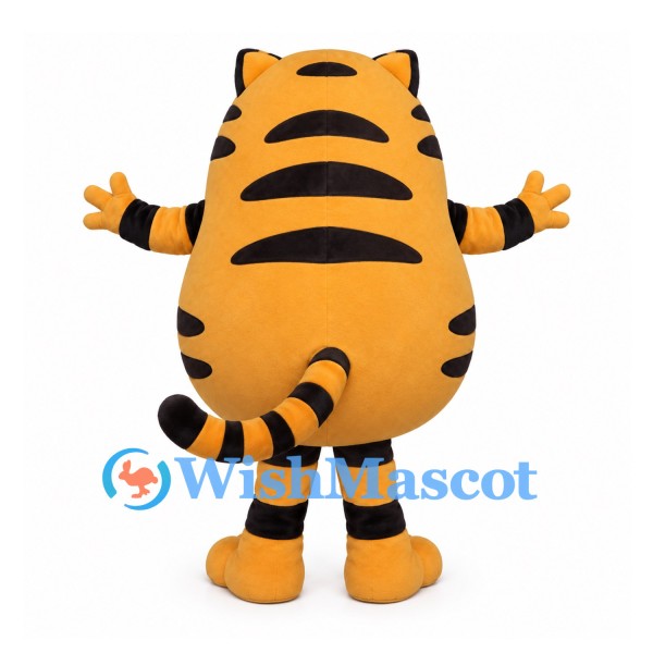 Tiger Mascot Costume in Orange with Round White Belly