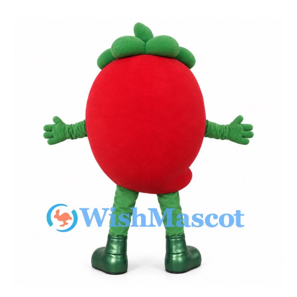 Tomato Mascot Costume in Red with Green Leaf Crown