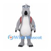 Hippo Mascot Costume in Gray with Red Backpack
