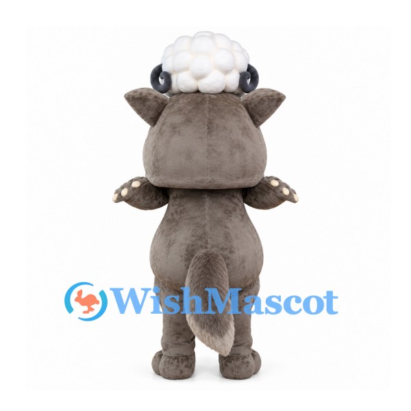Rhino Mascot Costume in Gray with Metal Headband and Horns