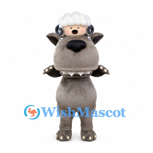 Rhino Mascot Costume in Gray with Metal Headband and Horns
