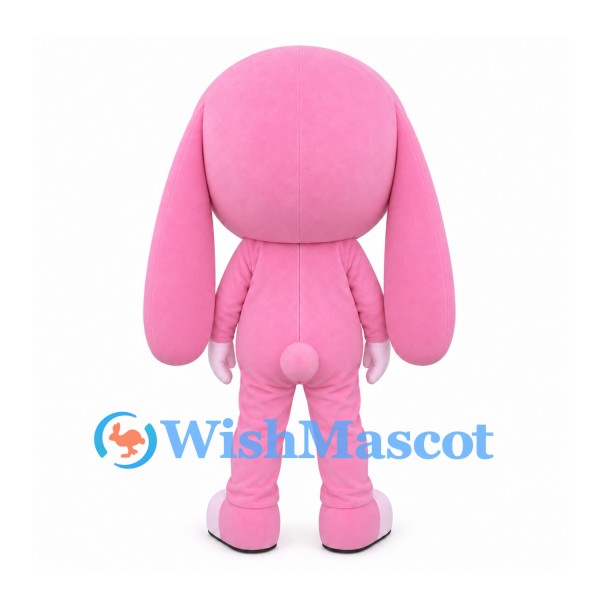 Rabbit Mascot Costume in Pink with Long Floppy Ears and Large Nose