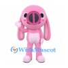 Rabbit Mascot Costume in Pink with Long Floppy Ears and Large Nose