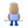 Boy Mascot Costume with Tan Oval Head and White Spiky Hair