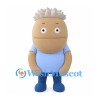 Boy Mascot Costume with Tan Oval Head and White Spiky Hair