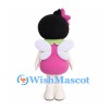 Fairy Girl Mascot Costume with Pink Dress and White Wings