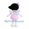 Fairy Girl Mascot Costume with Light Pink Dress and Lavender Wings