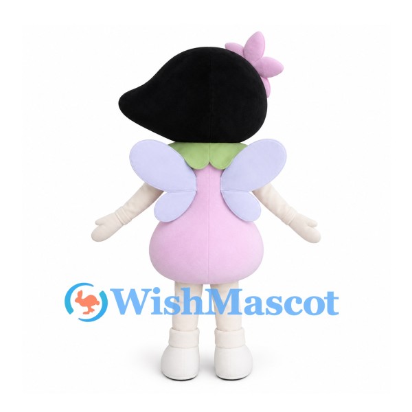 Fairy Girl Mascot Costume with Light Pink Dress and Lavender Wings