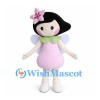 Fairy Girl Mascot Costume with Light Pink Dress and Lavender Wings