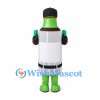 Bottle Mascot Costume in Green with Black Jacket and White Label