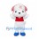 Dog Mascot Costume in White with Pink Ears and Red Vest