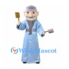 Man Mascot Costume with Gray Beard and Light Blue Traditional Robe