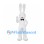 Rabbit Mascot Costume in White with Long Ears and Black Bow Tie