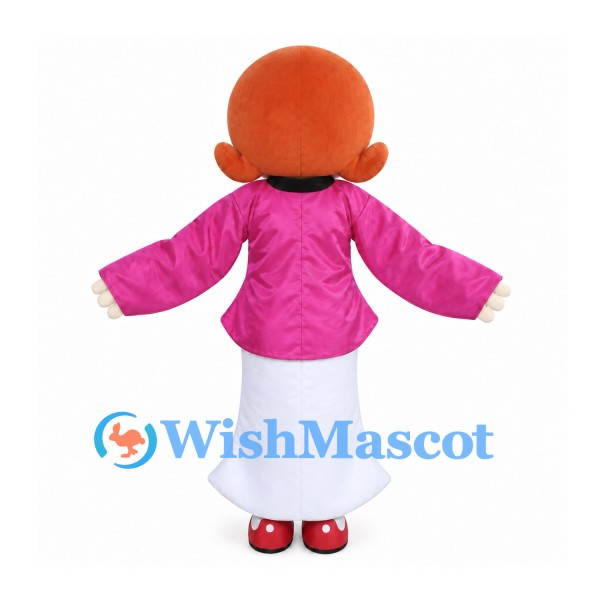 Girl Mascot Costume with Orange Hair and Pink Satin Top