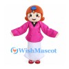 Girl Mascot Costume with Orange Hair and Pink Satin Top