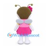 Bee Mascot Costume with Pink Flower Dress and Gray Wings
