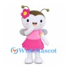 Bee Mascot Costume with Pink Flower Dress and Gray Wings