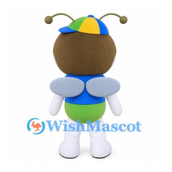 Bee Mascot Costume with Blue and Yellow Cap and Green Shorts