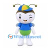 Bee Mascot Costume with Blue and Yellow Cap and Green Shorts
