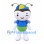 Bee Mascot Costume with Blue and Yellow Cap and Green Shorts
